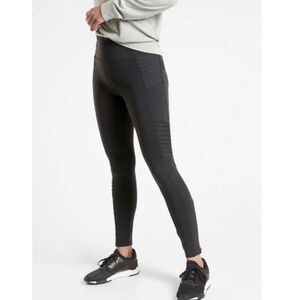Athleta Leggings Womens 2X Black Delancey Moto Tight Zip Ankle Pocket Athletic